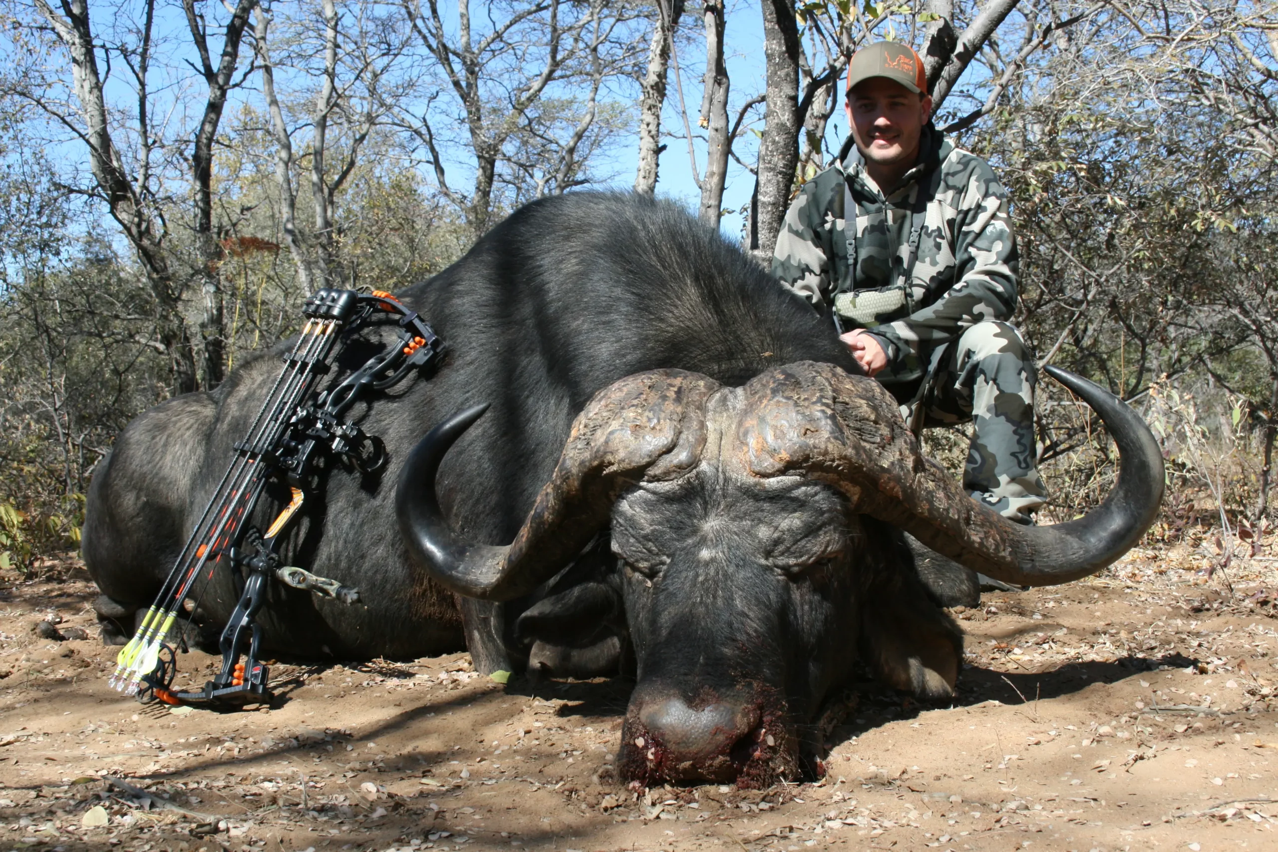 Bow hunting Cape Buffalo - Hunter with Cape Buffalo Trophy