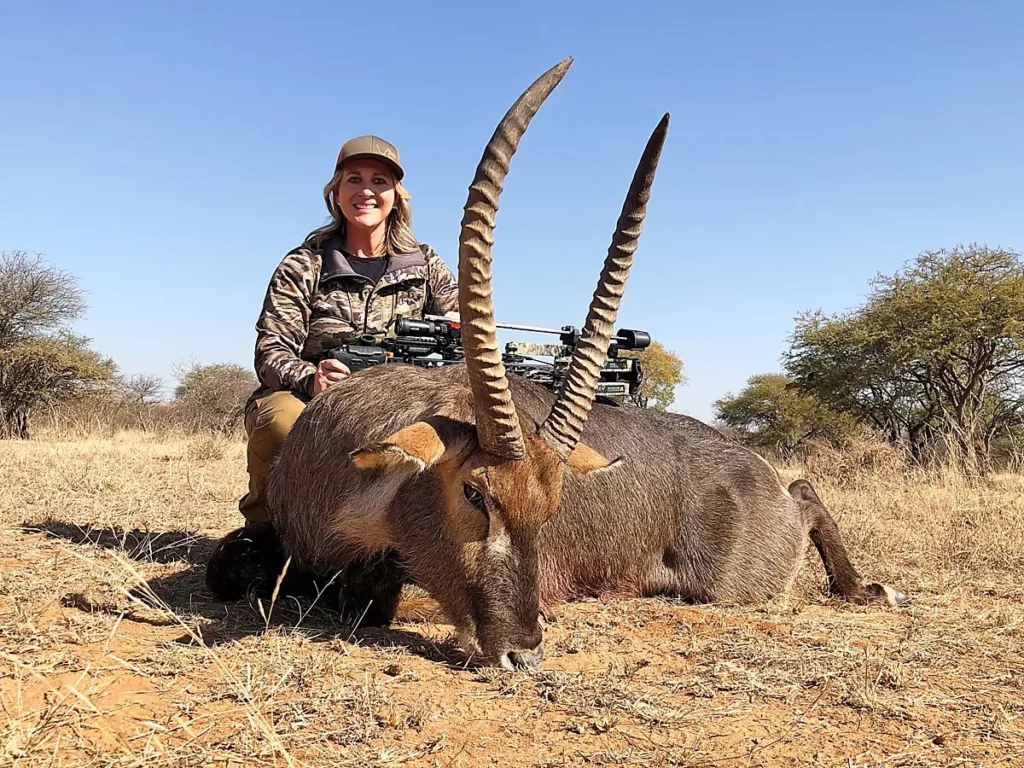 Waterbuck hunts - Female hunter and Waterbuck trophy